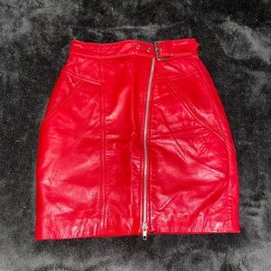 Authentic leather high waisted skirt